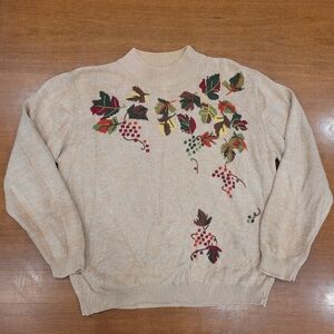 Vintage Fall Leaves Tabi Sweater Women's Large